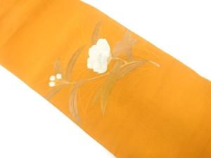 紗　枝葉模様織り出し　名古屋帯